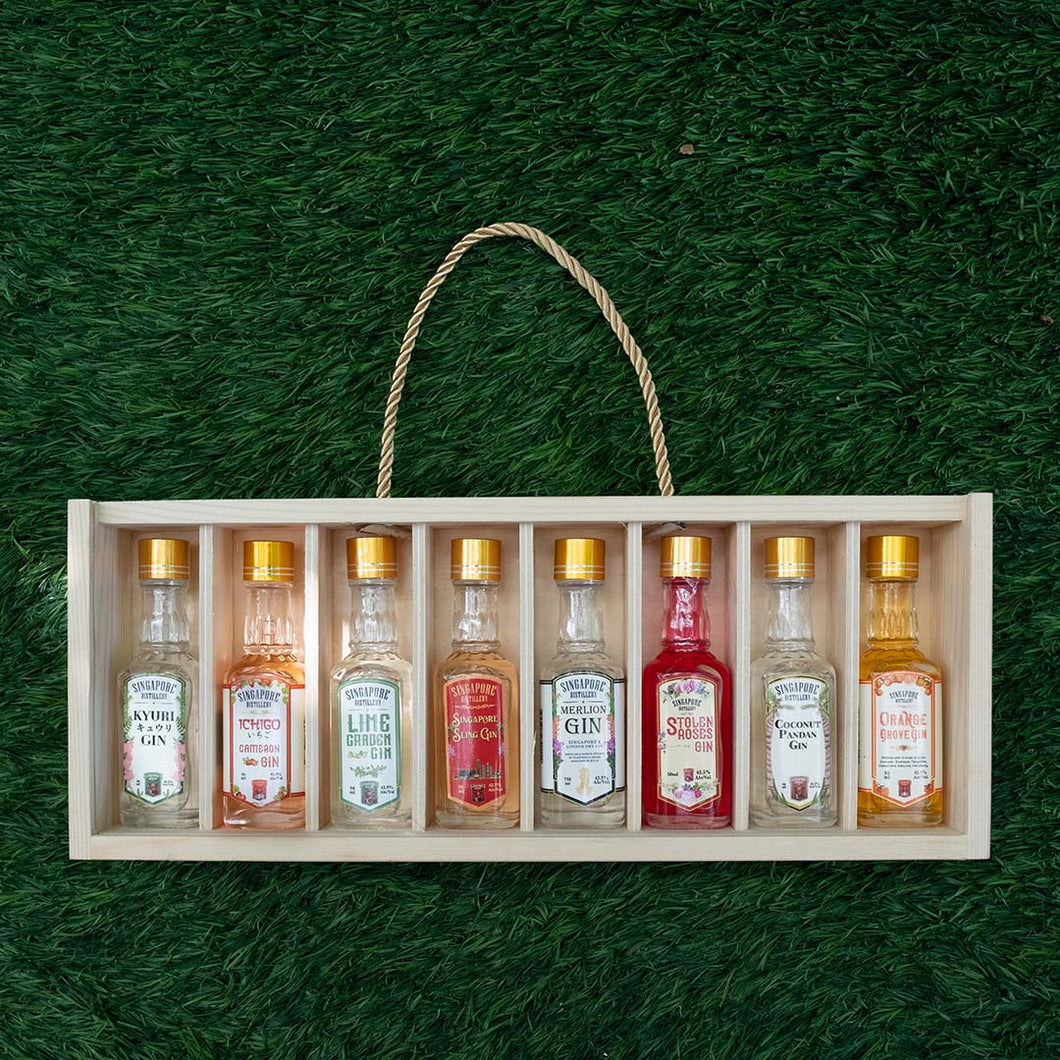 Gift Set of 8 Gins in a Wooden Gift Box